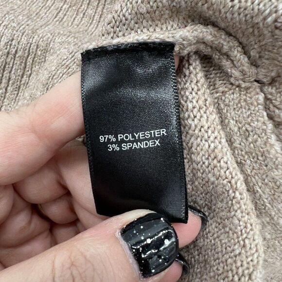 Tahari Sweater Womens Large Beige Stretch Poly Blend Fair Isle Knit Mock Neck - Picture 4 of 4